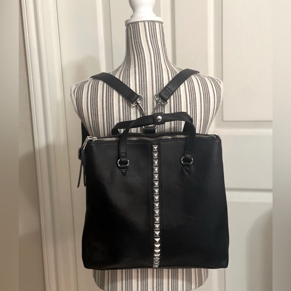 EUC INC Black Leather Backpack Purse